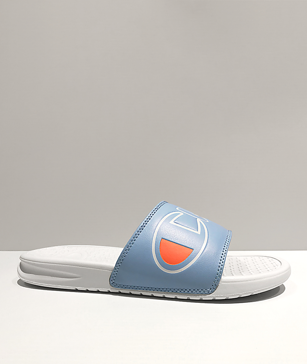 light blue champion slides