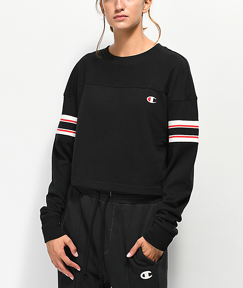 champion stripe cropped sweatshirt