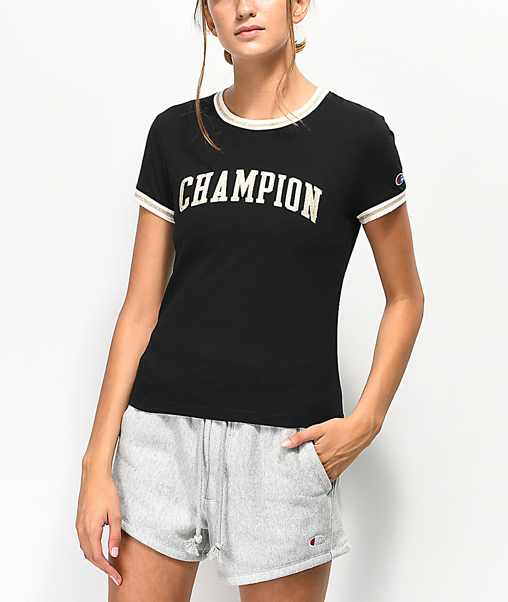 champion t shirt womens gold