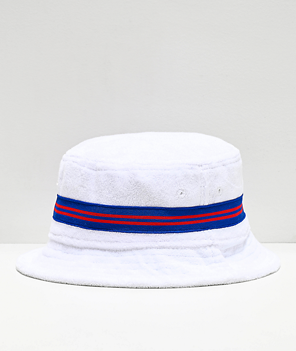 blue and white bucket hat