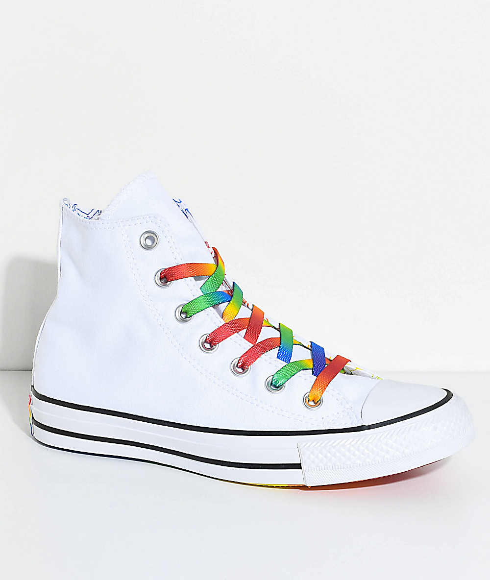 white converse rainbow bottom