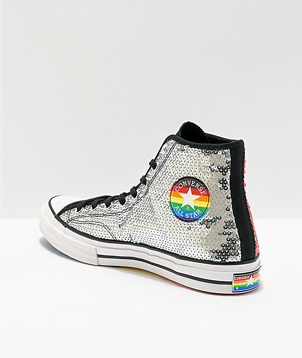 sequin converse silver