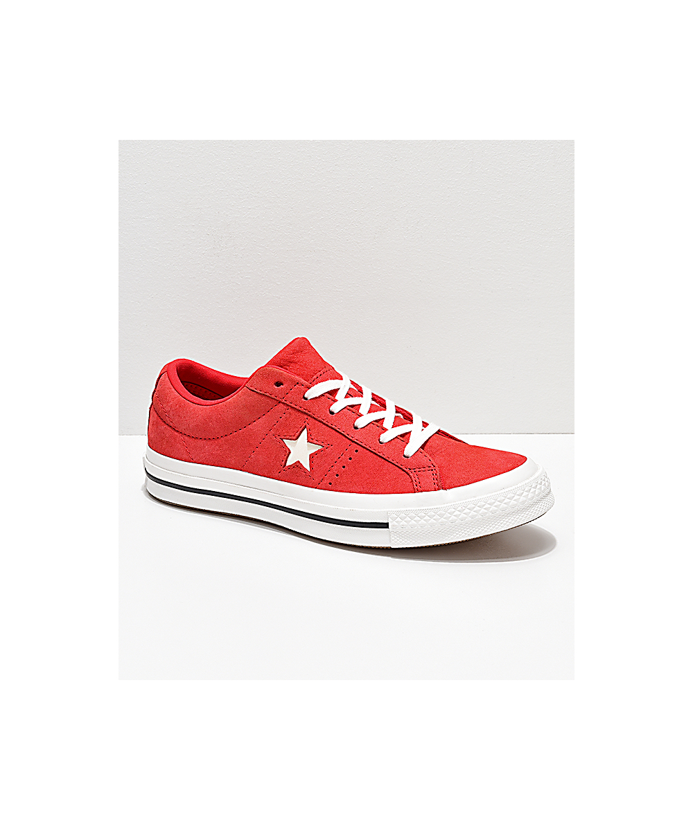 converse cuero rojo