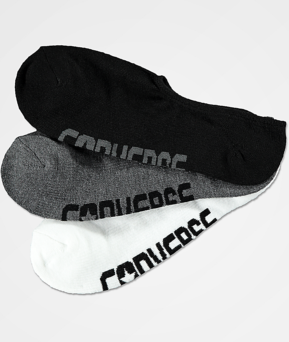 Converse Ultra Low White, Dark Grey & Black 3 Pack No Show Socks | Zumiez