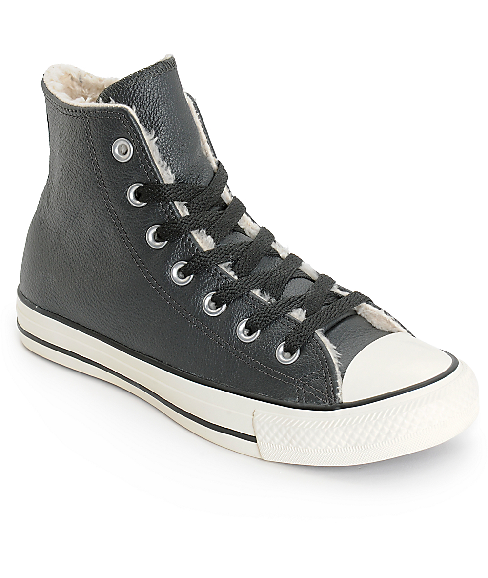 leather converse low tops black