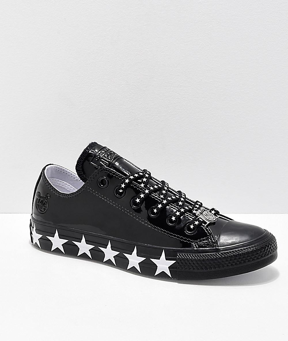 leather converse low tops black