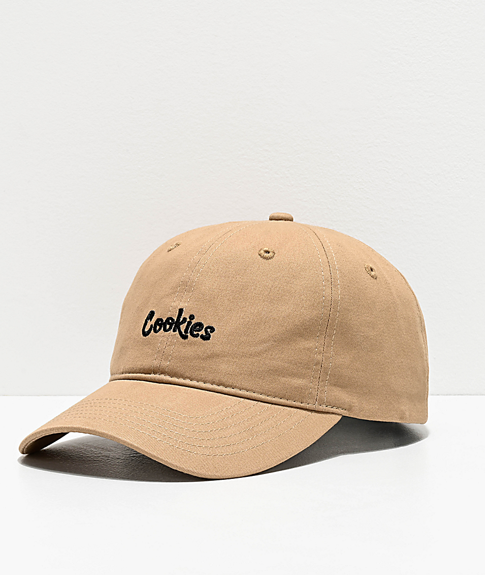 beige strapback hat