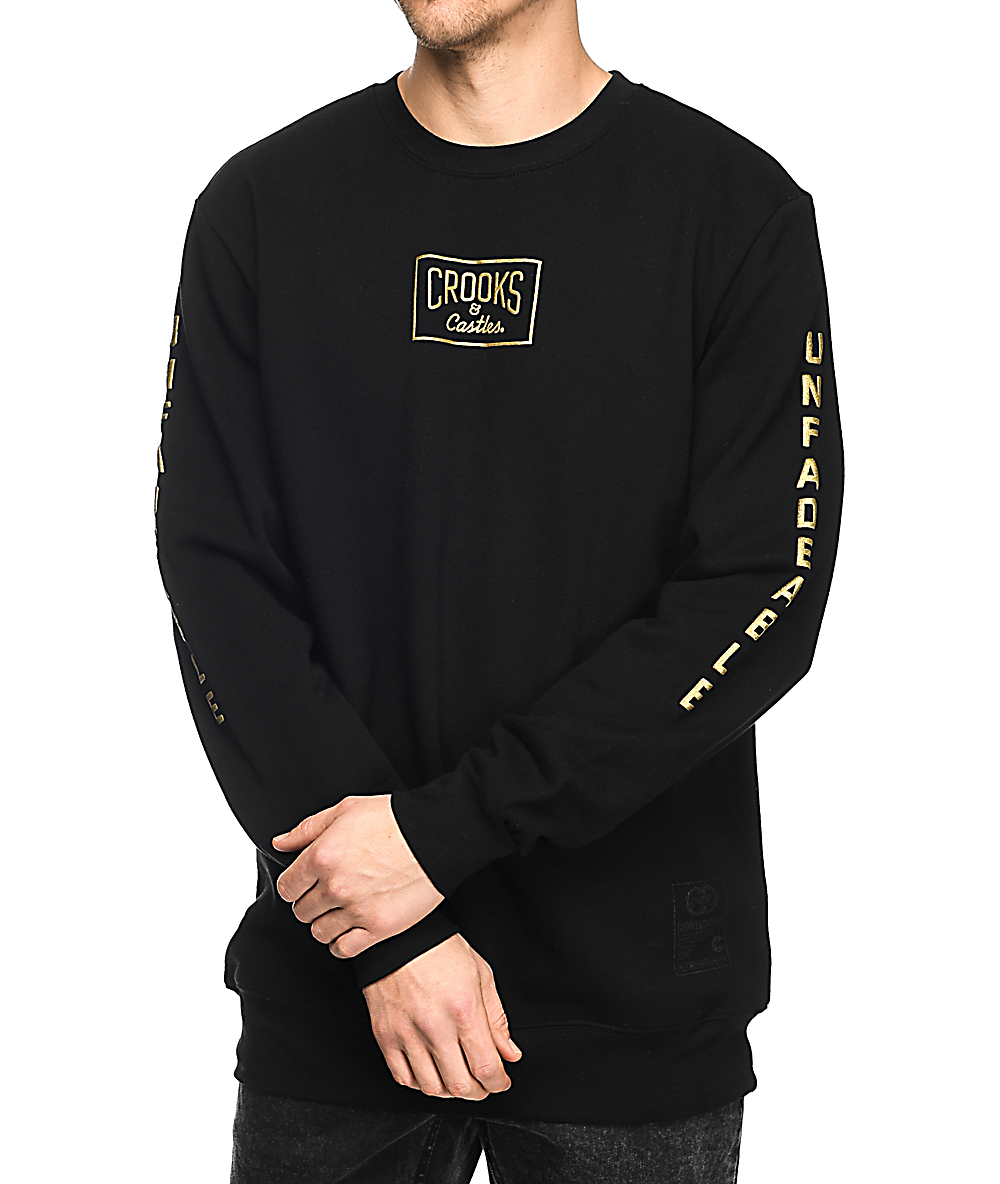 crooks and castles black and gold hoodie