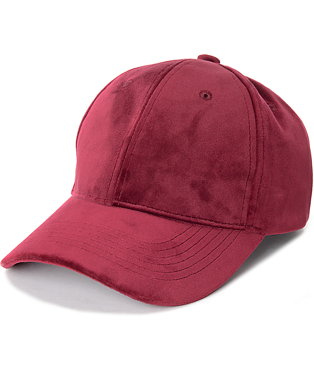 D & Y Burgundy Velvet Baseball Hat | Zumiez