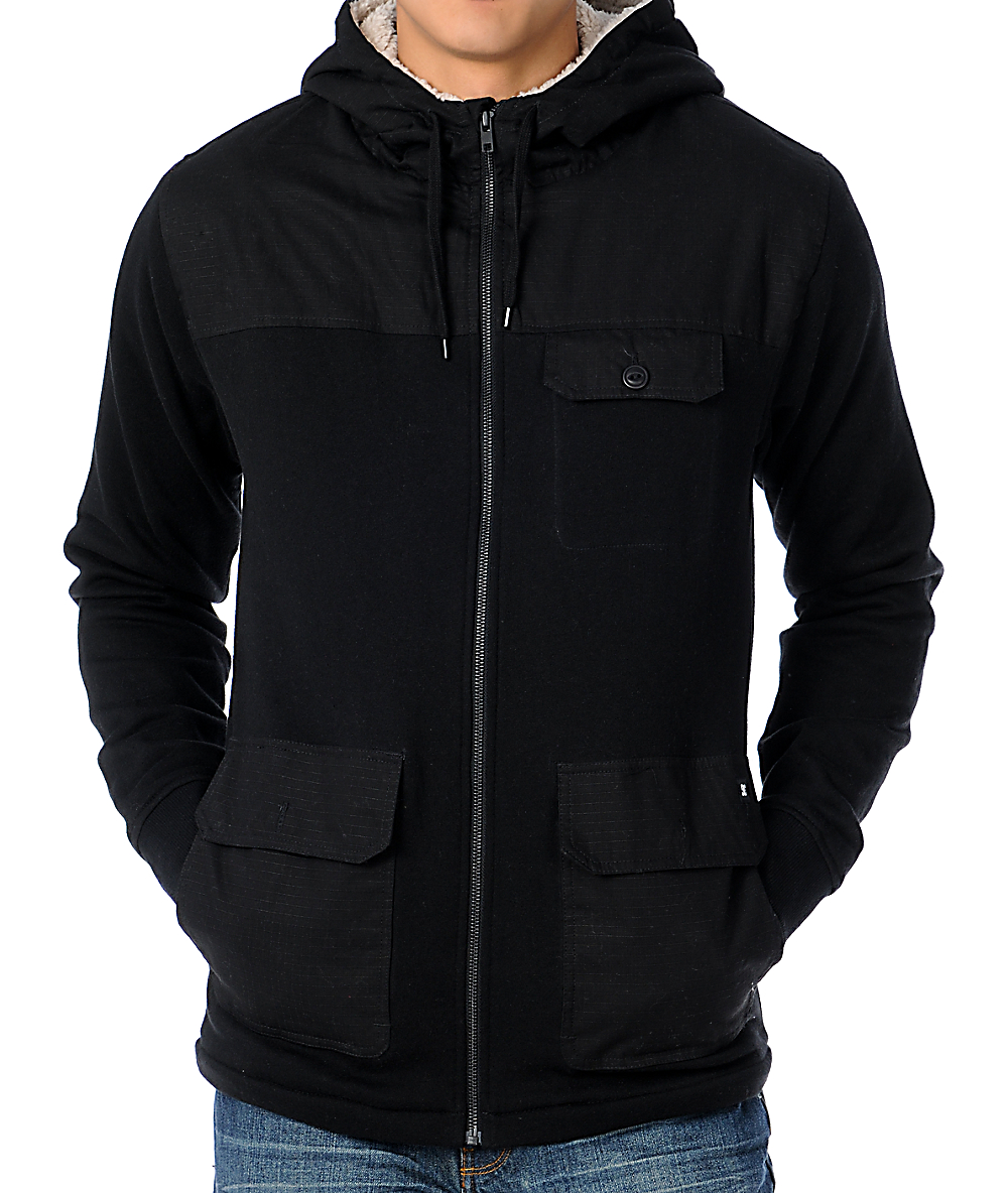 dc men's sherpa full zip hoodie