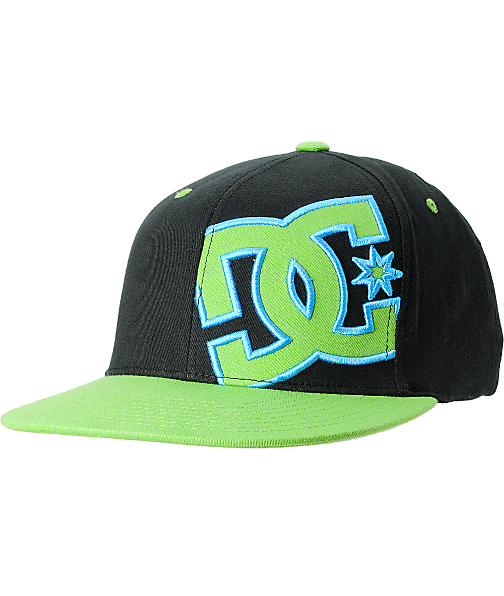 green and black dc hat