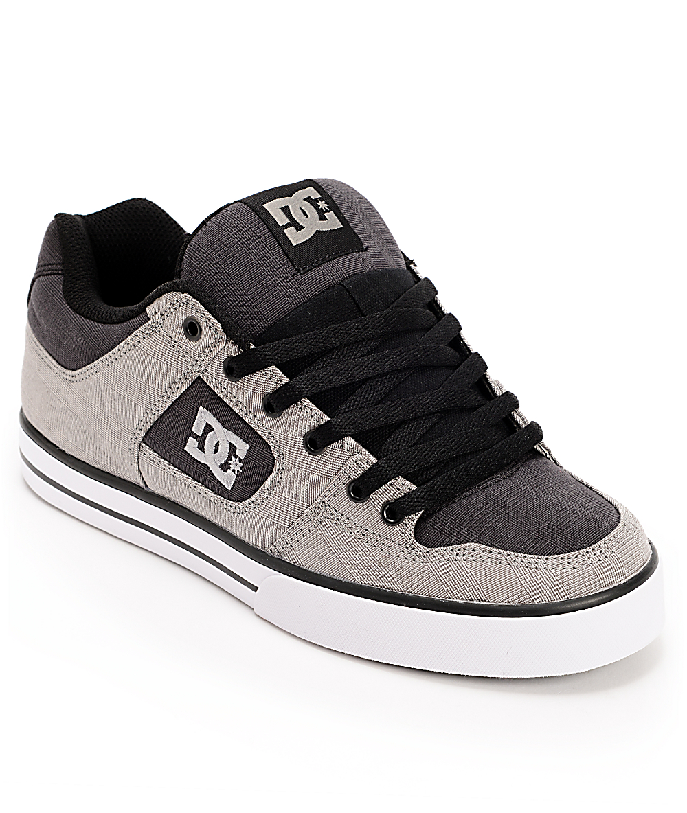 DC Pure TX Grey Plaid Skate Shoes | Zumiez