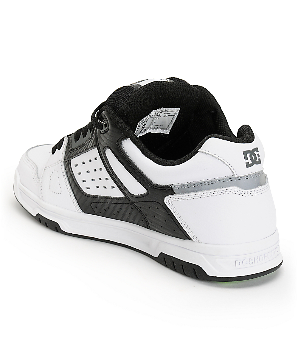 DC Stag White, Black, &amp; Carbon Fiber Skate Shoes Zumiez