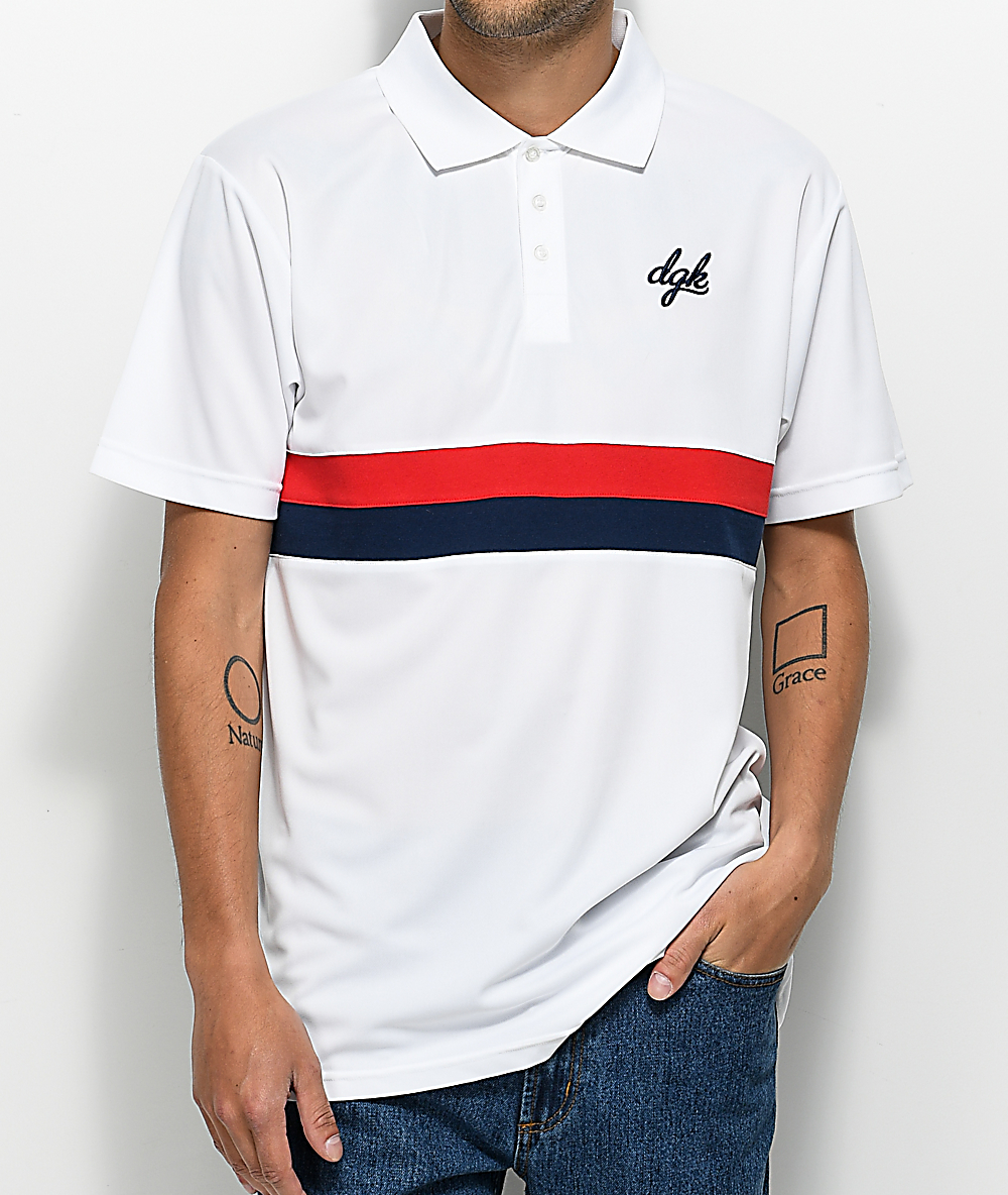 Dgk Fulton Red White Blue Polo T Shirt Zumiez