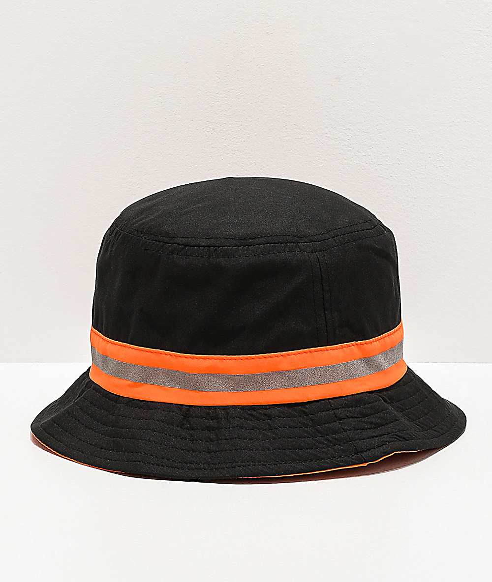 black and orange bucket hat