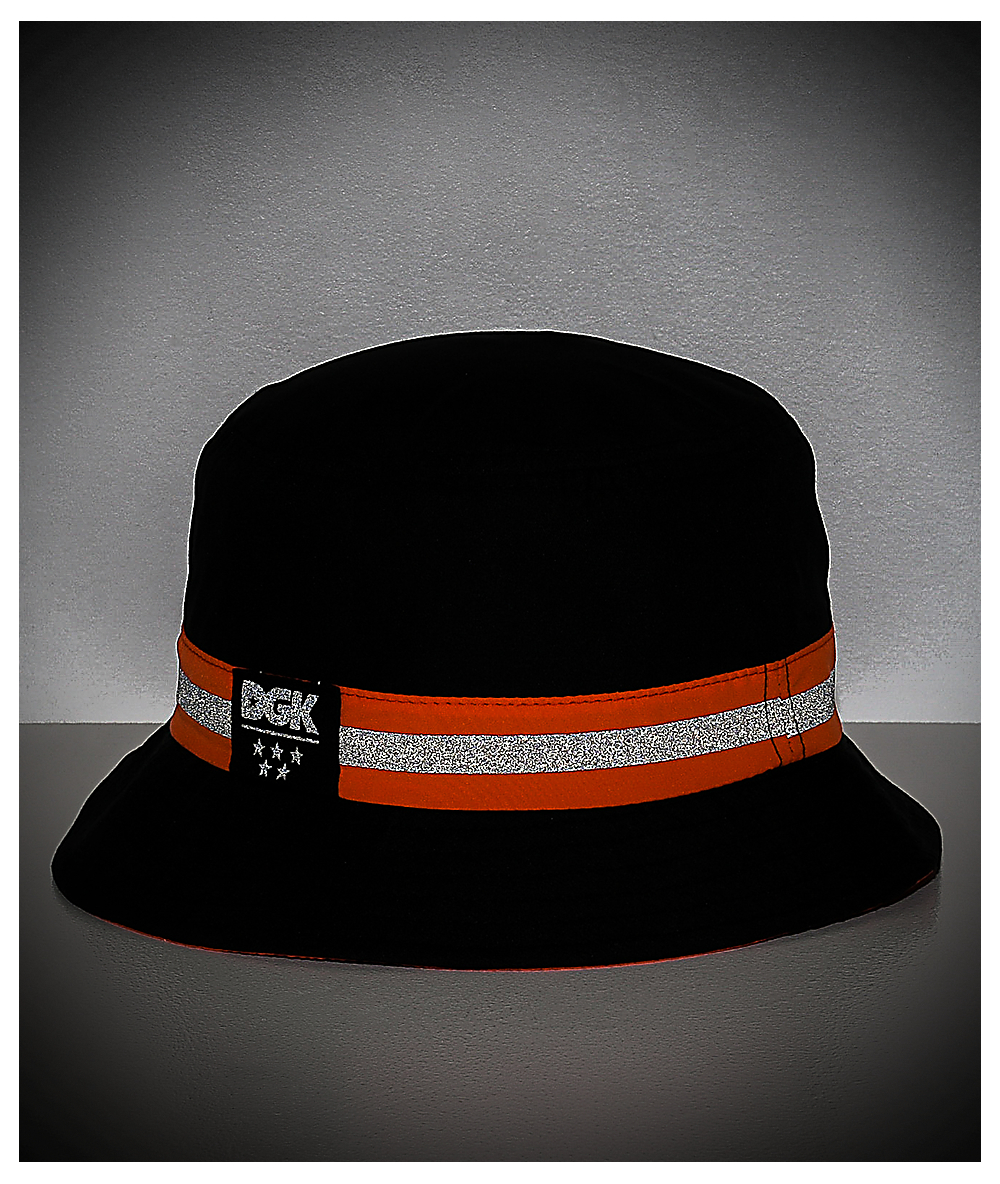 black and orange bucket hat