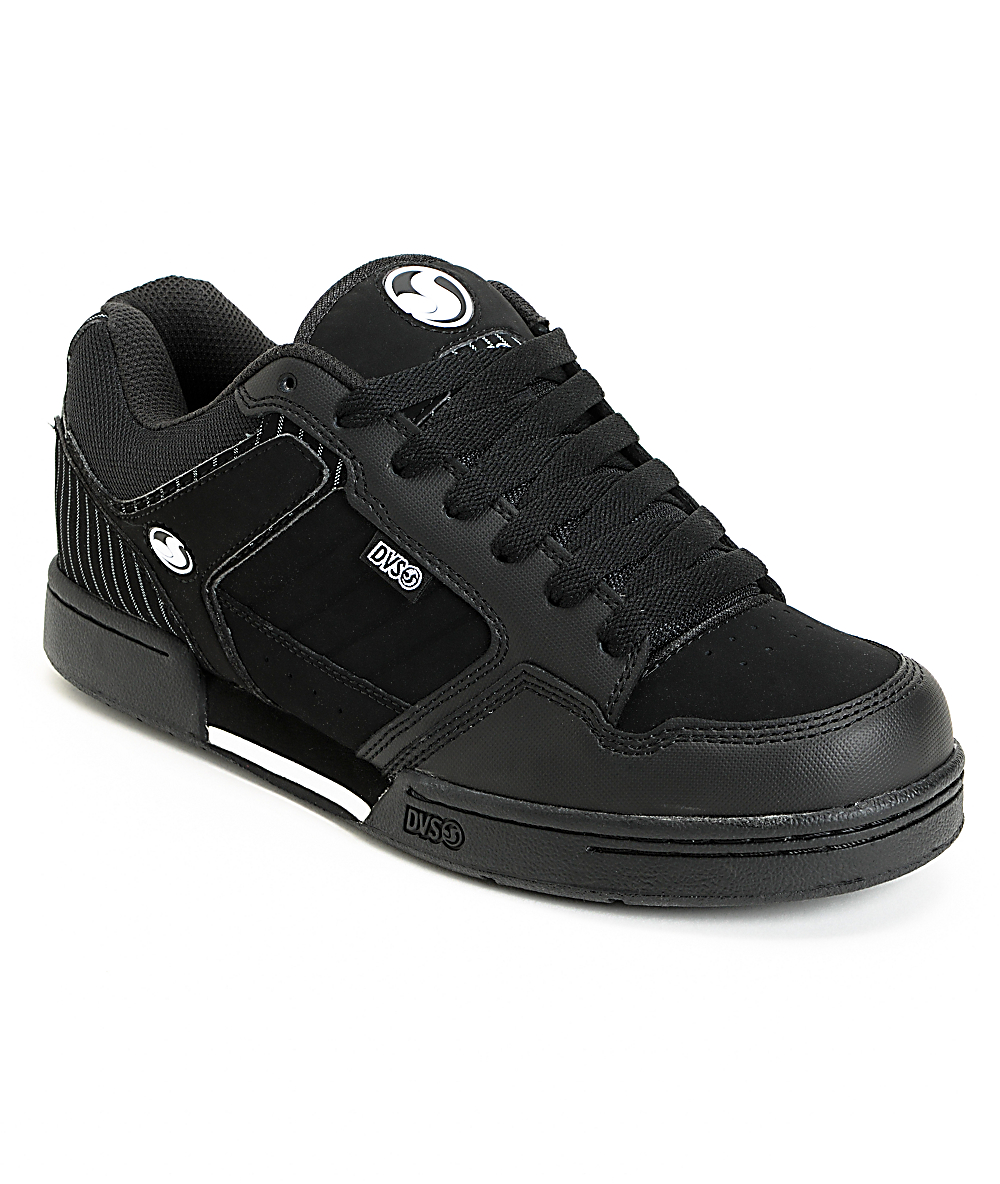 DVS Transom Black Nubuck Pin Stripe Skate Shoes DVS Transom Black Nubuck Pin Stripe Skate Shoes