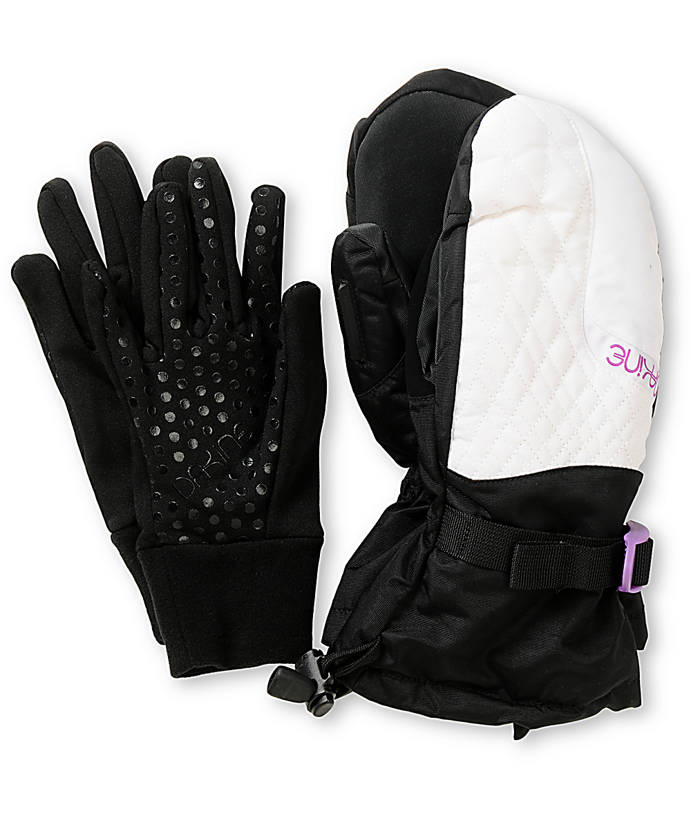 white snowboard mittens