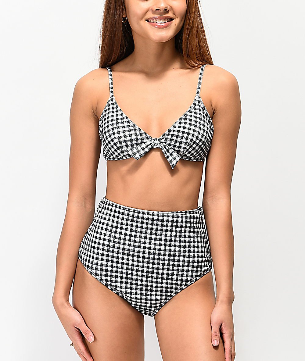 gingham bathing suit top