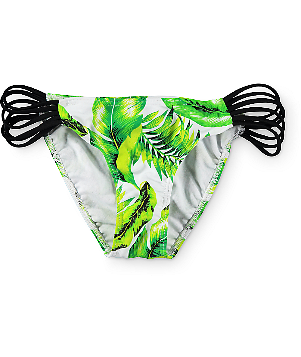 white bikini with green leaves