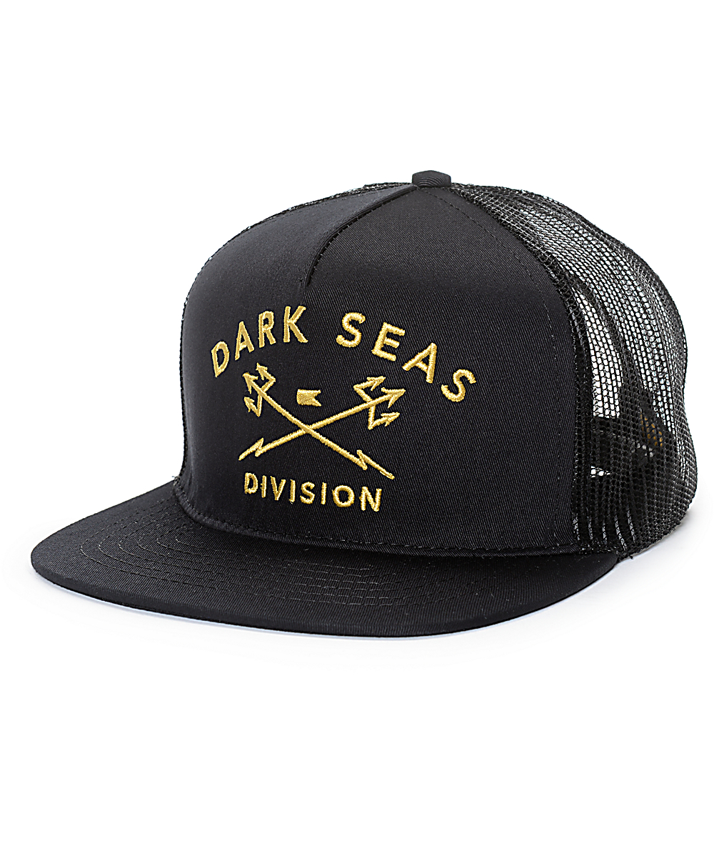 black and gold trucker hat