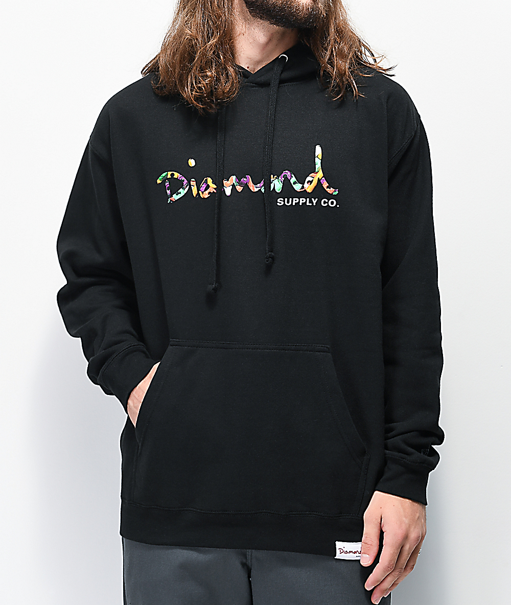 Diamond Supply Co Og Script Fasten Sudadera Con Capucha Negra