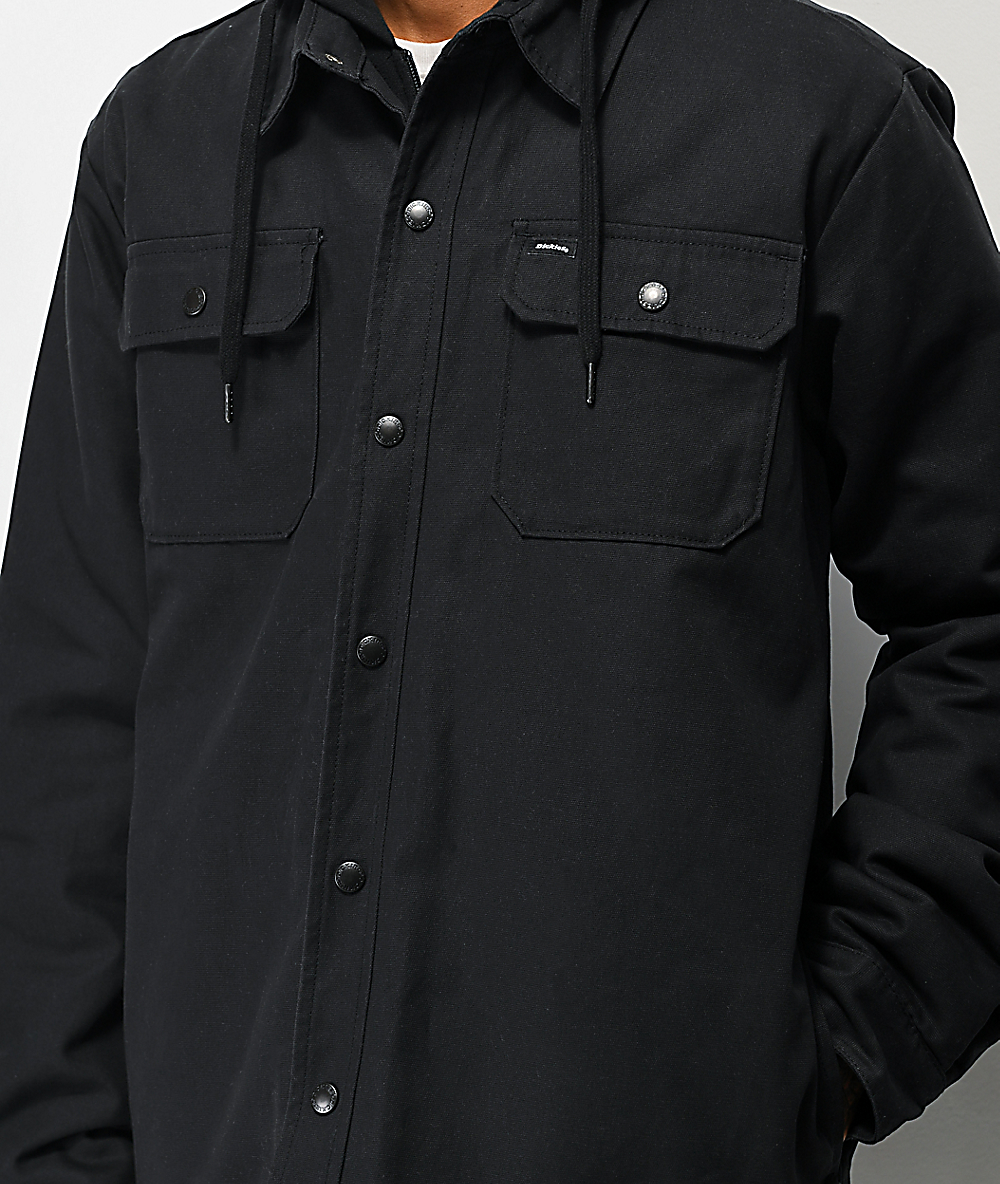 dickies hooded canvas shirt jacket