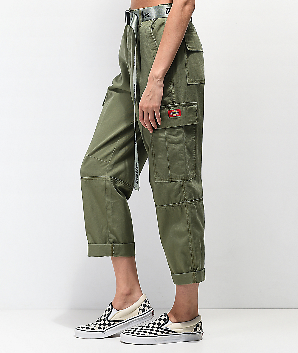 olive cropped pants