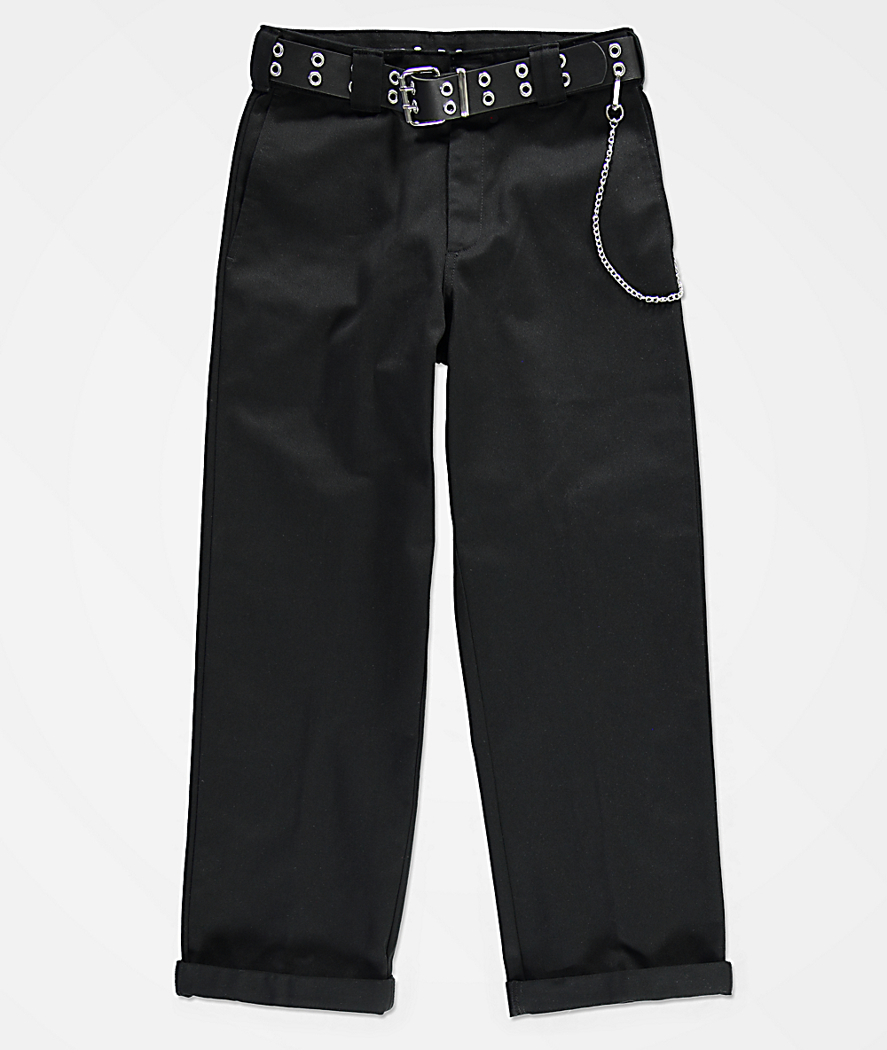 black cropped work trousers