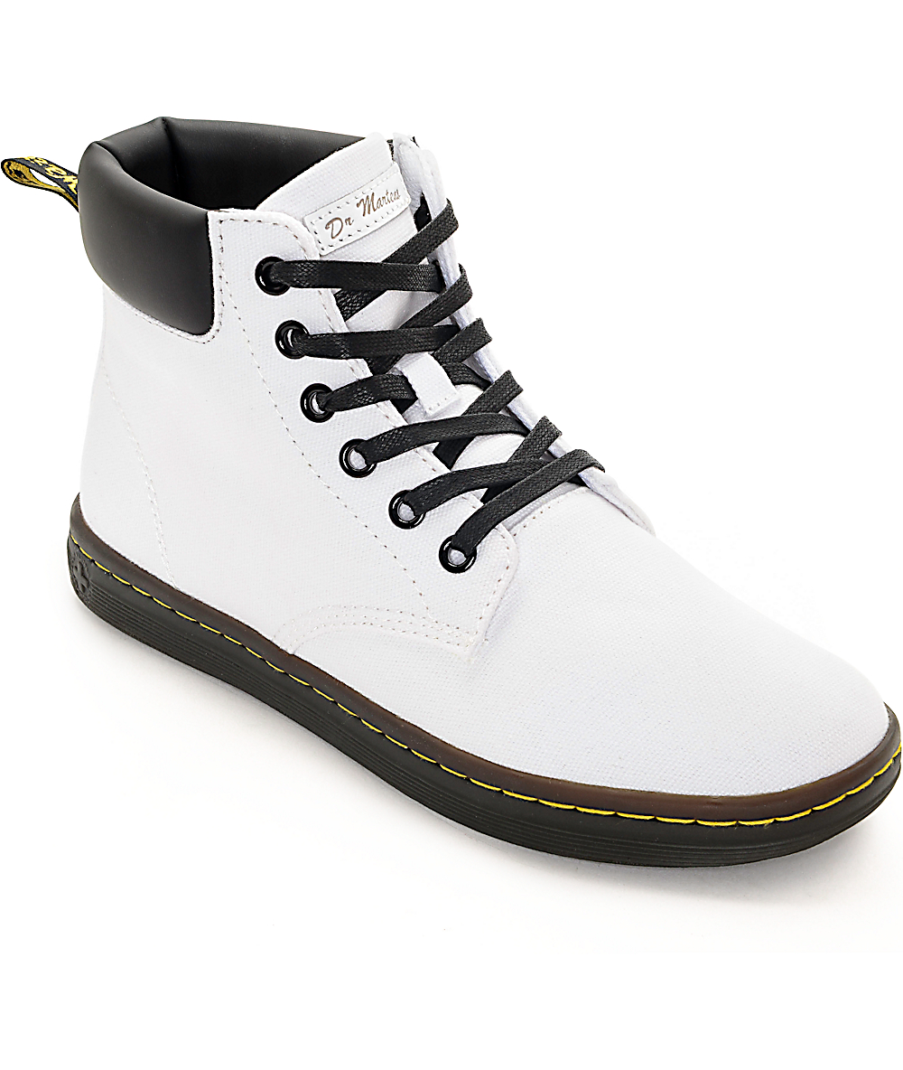 Dr. Martens Maelly White Canvas Boots 