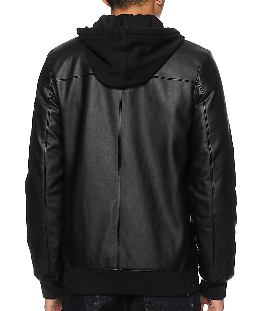 Dravis Conduct Faux Leather Hooded Jacket | Zumiez