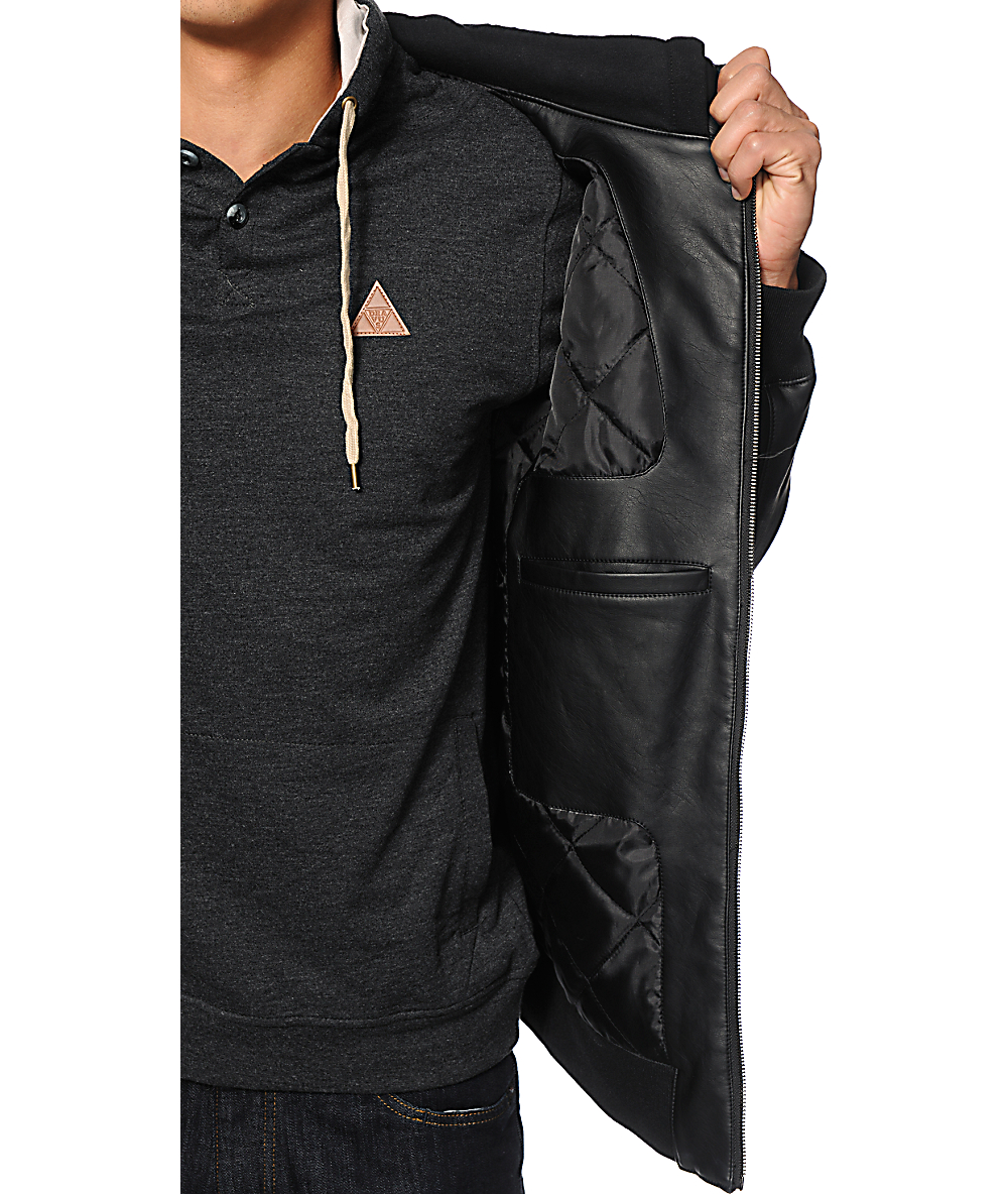 Dravis Conduct Faux Leather Hooded Jacket