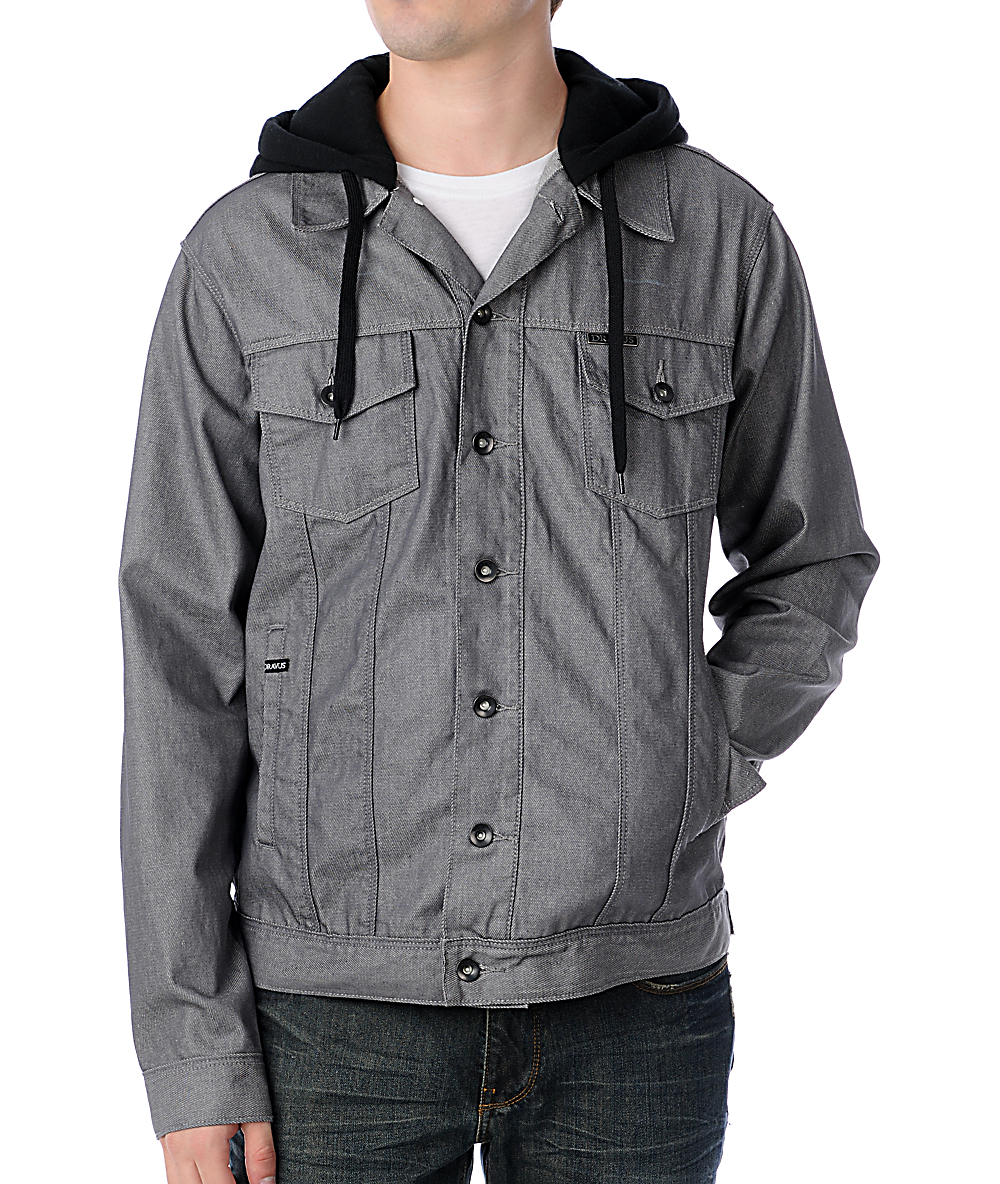 mens grey hooded jacket