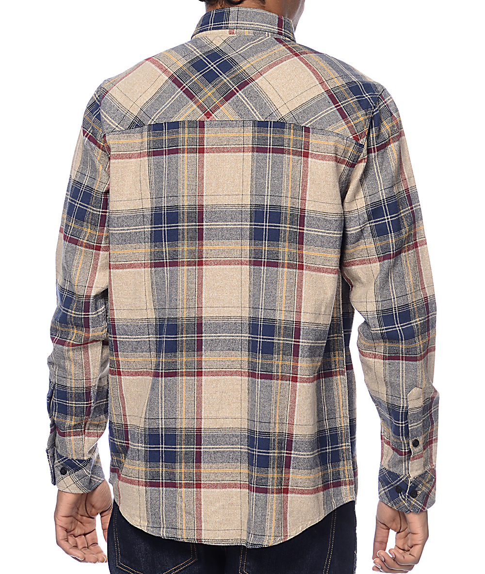 Dravus Yosemite Khaki & Burgundy Flannel Shirt | Zumiez