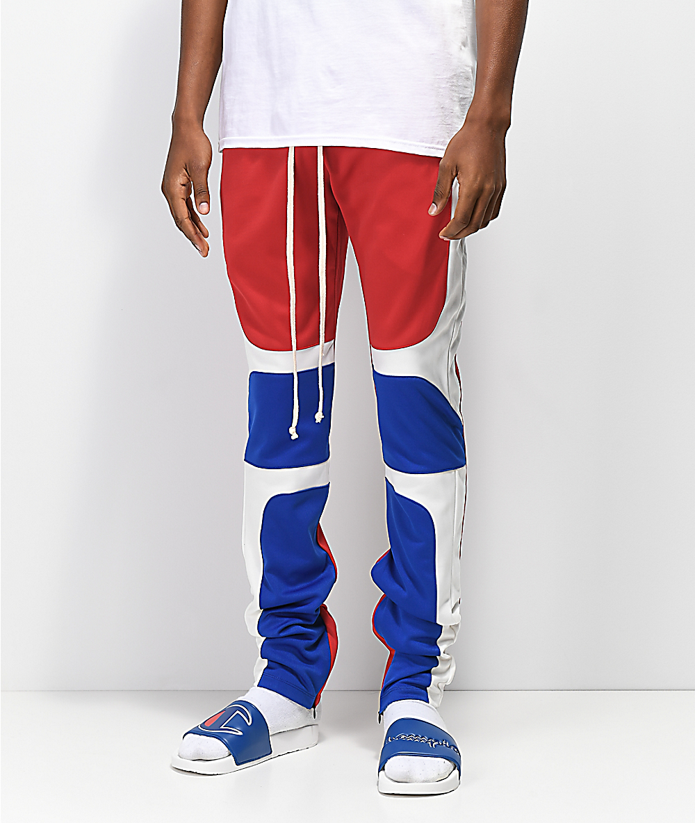 red white and blue joggers