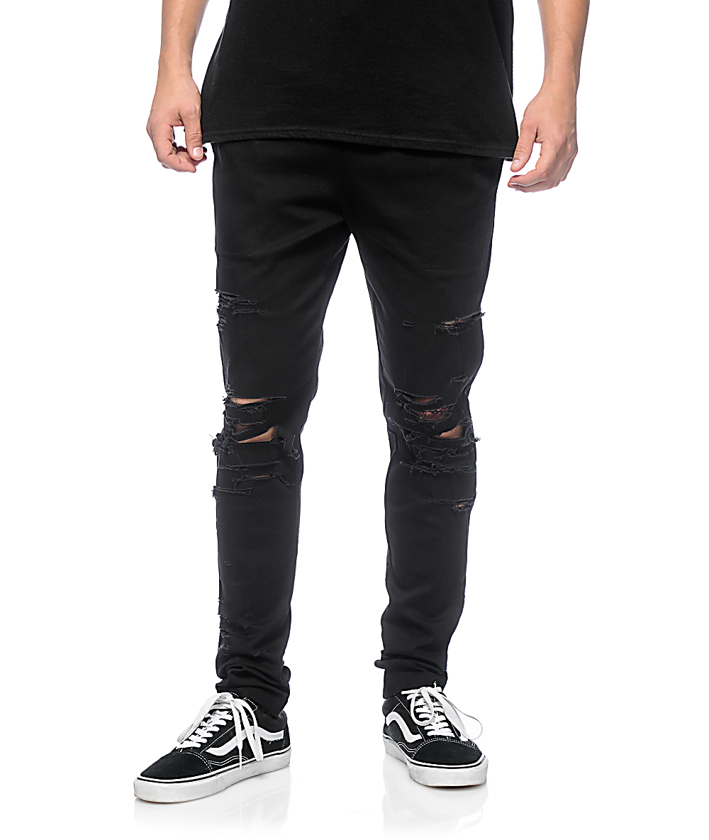 New EPTM Mens Thrasher Ripped Fashion Cotton Span Distressed Slim Fit Long Pants