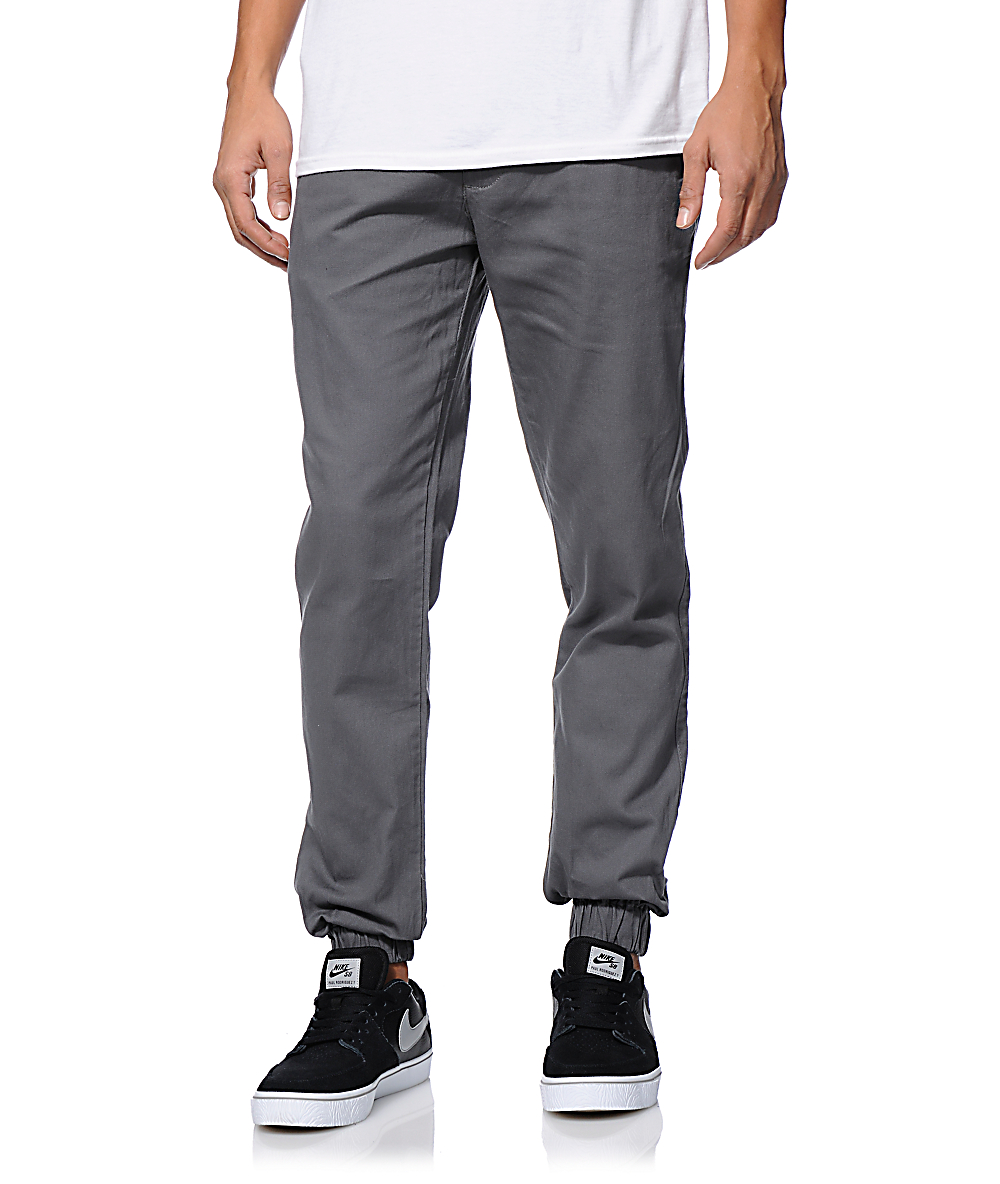 Elwood Bedford Dark Grey Corduroy Skinny Jogger Pants | Zumiez