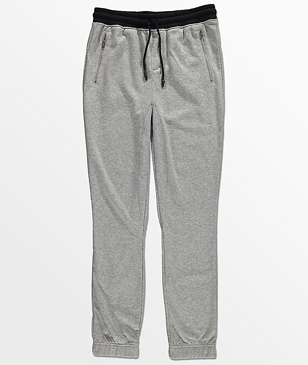 grey joggers with zippers