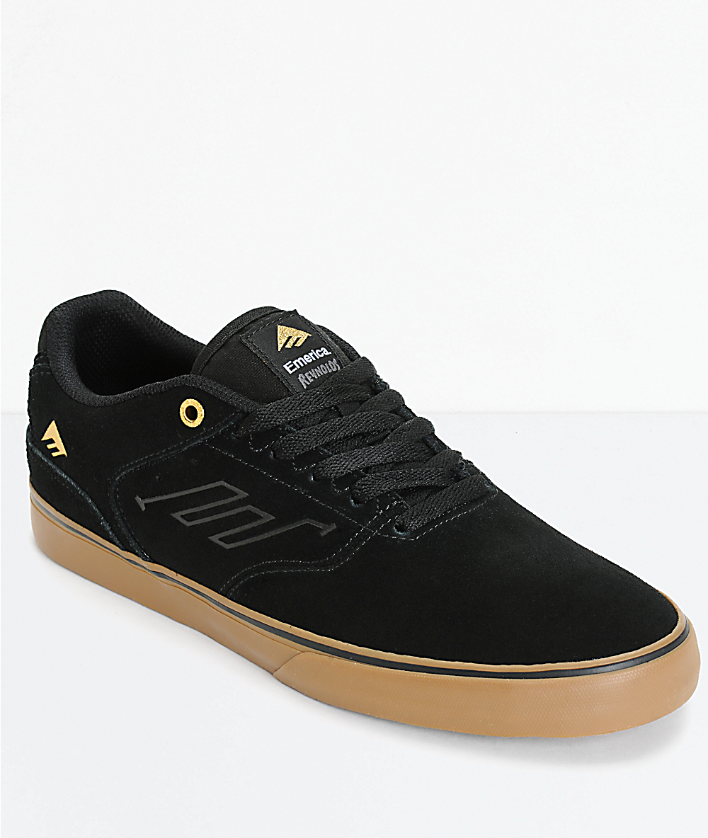 Emerica " The Reynolds " Andrew Reynolds Low Vulc Skate Shoes in Black White 