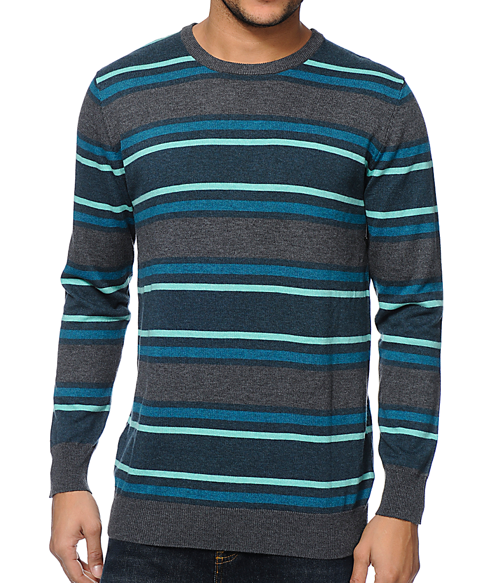 Empyre Banks Teal & Grey Stripe Sweater | Zumiez