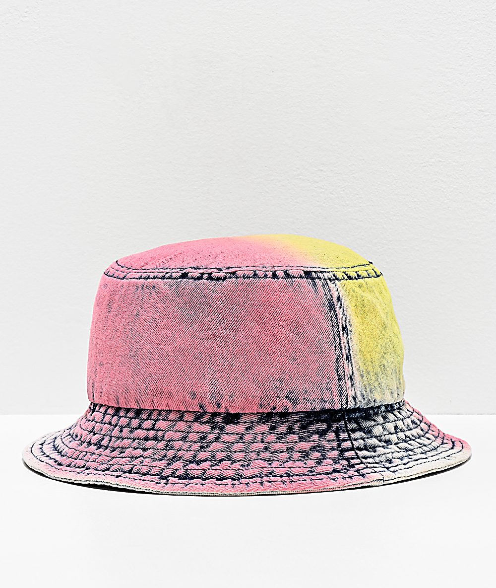 pink denim bucket hat