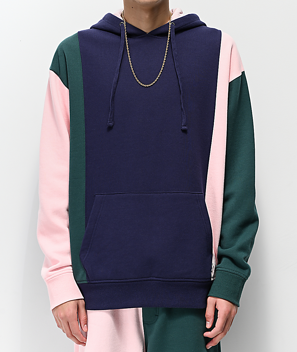 navy blue pink hoodie