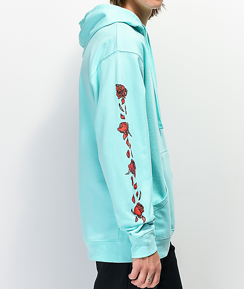 mint blue hoodie