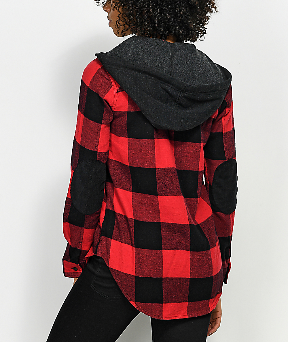 red black flannel hoodie