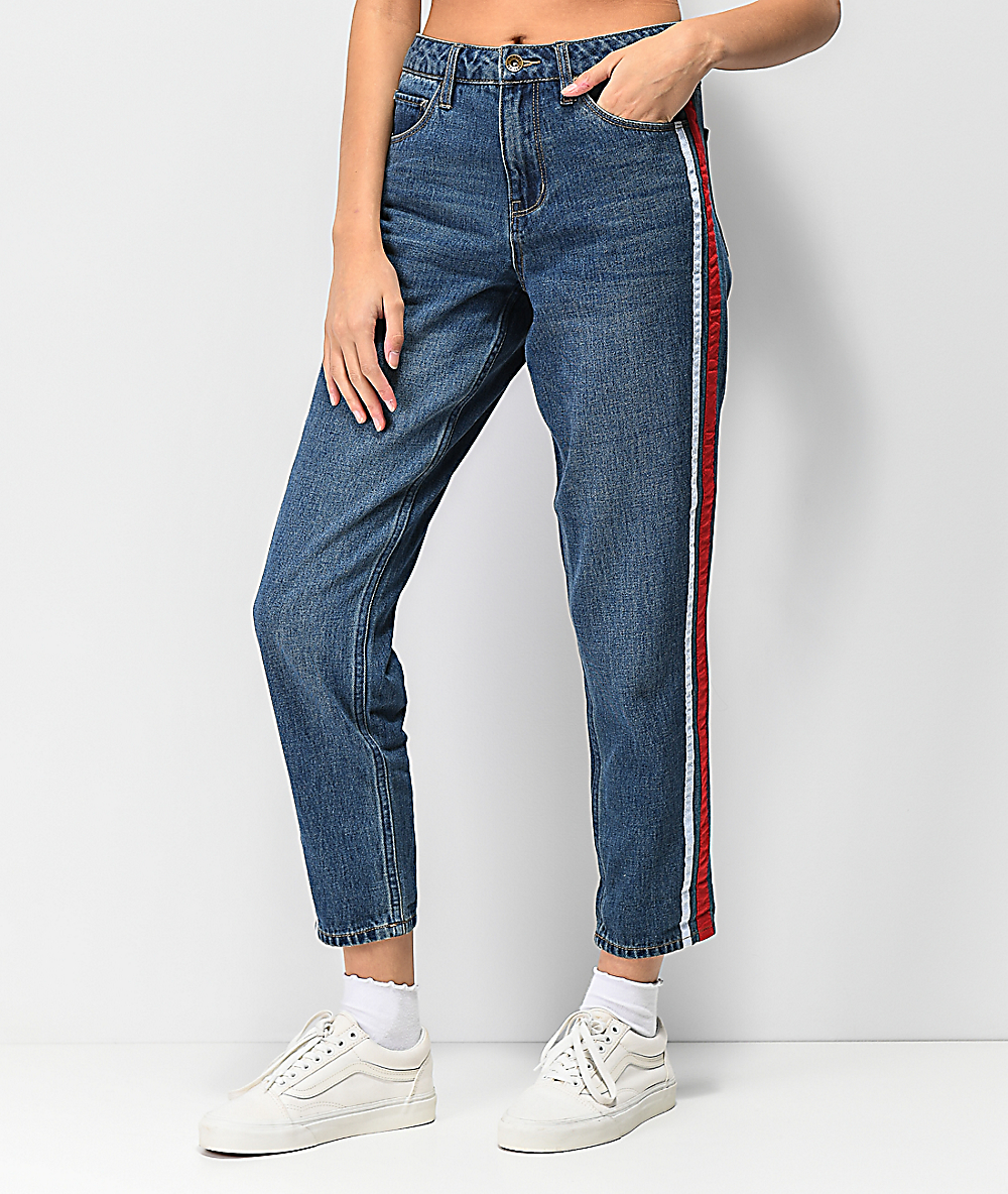 jeans with a stripe on the side