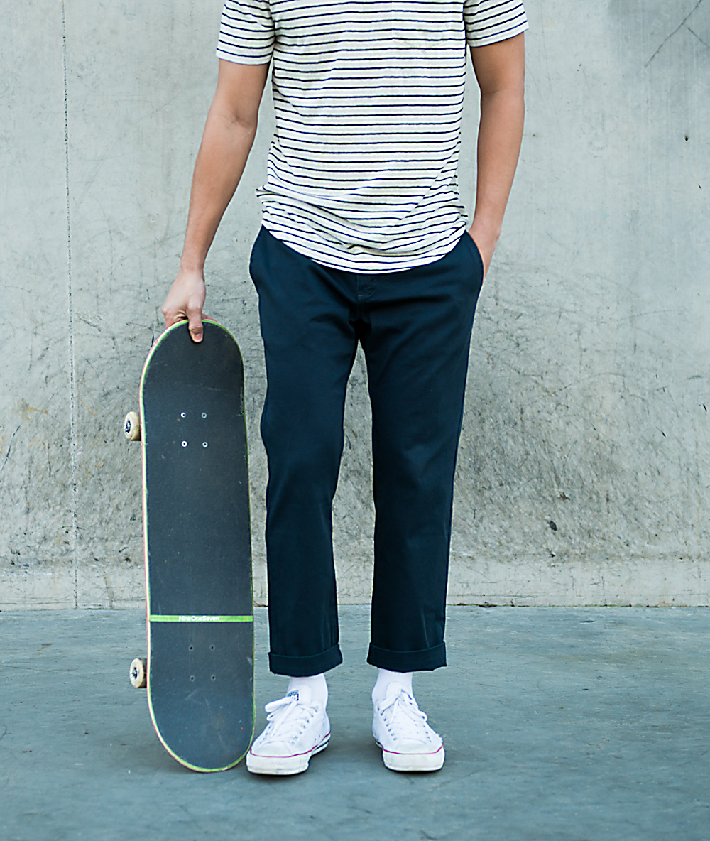 navy cropped chinos