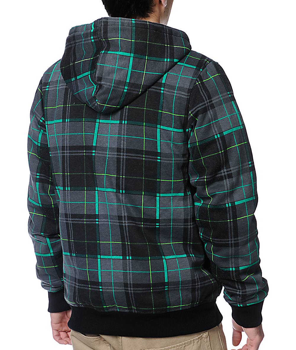 green and black checkered hoodie