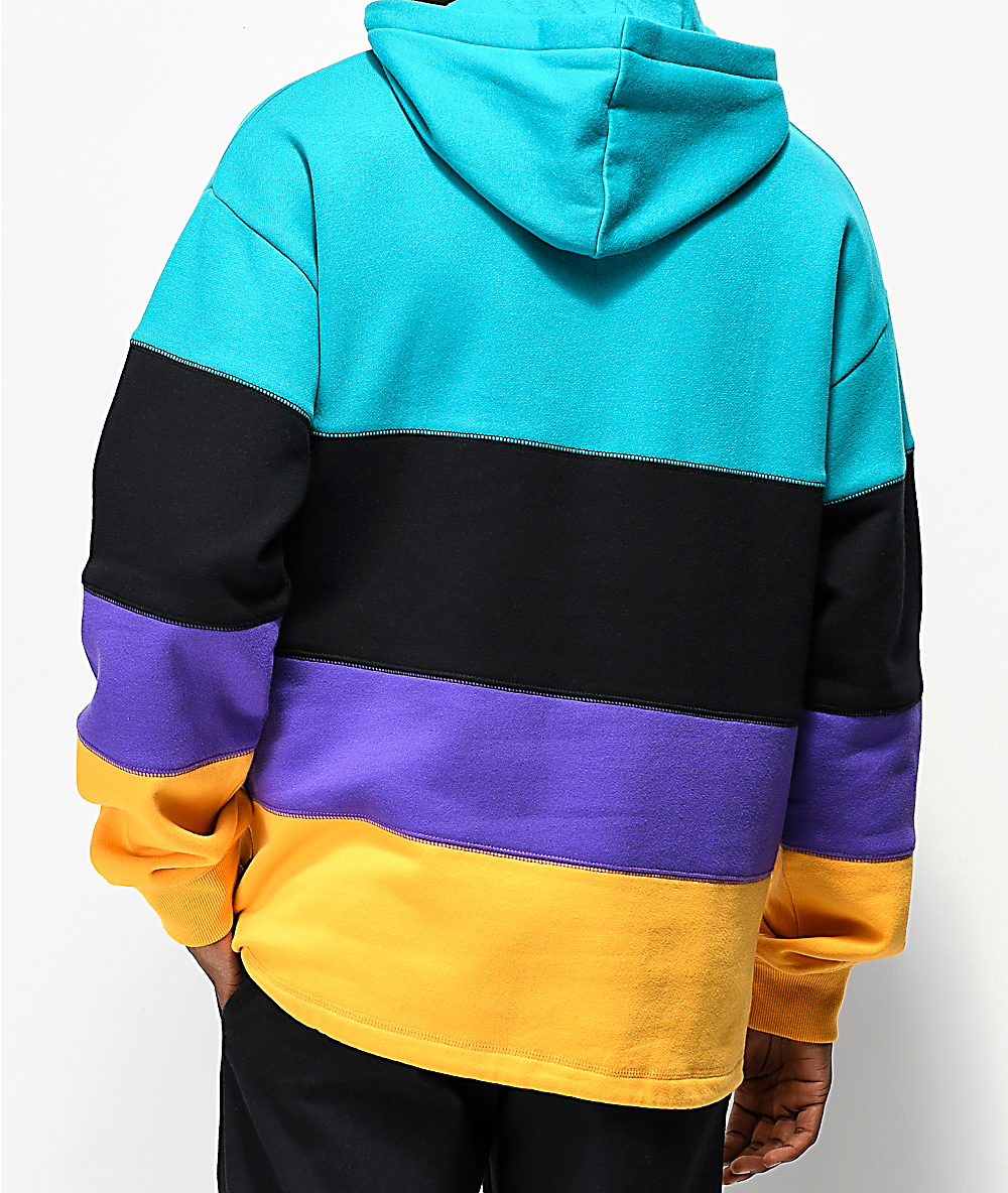 teal and purple hoodie