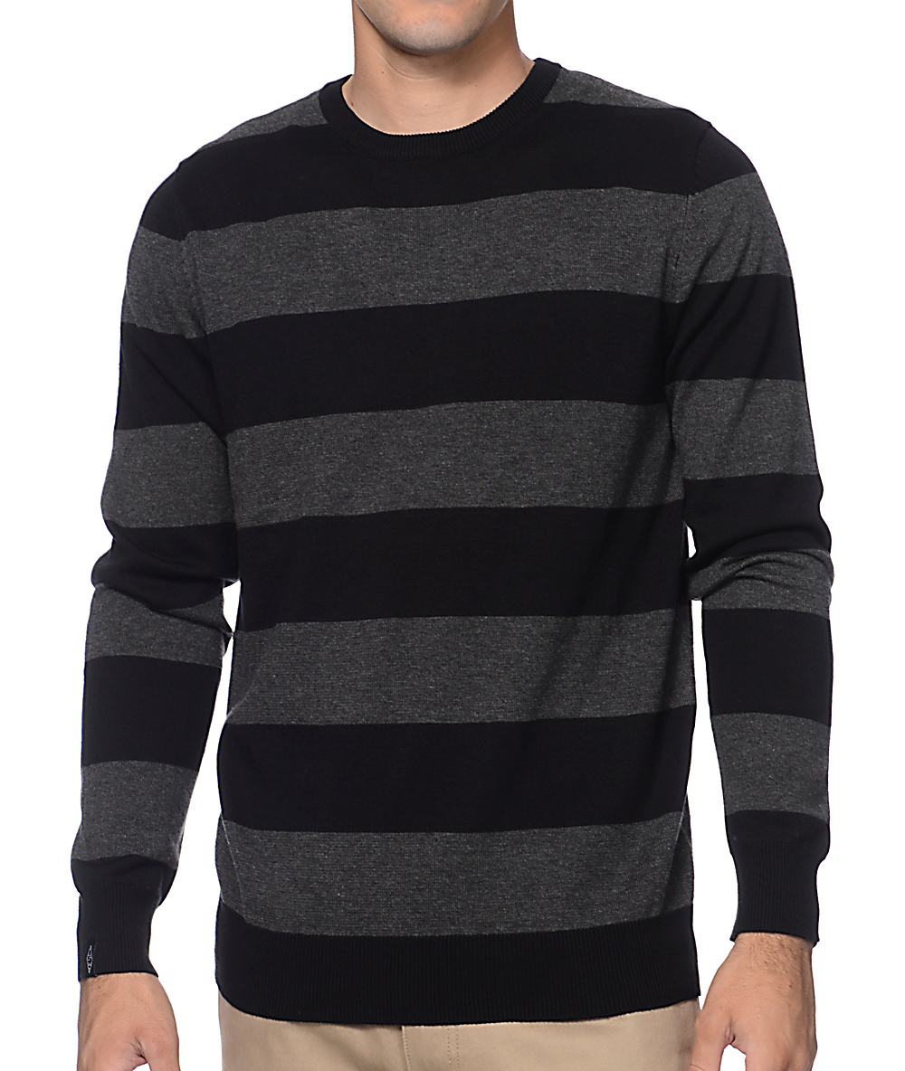grey and black striped jumper
