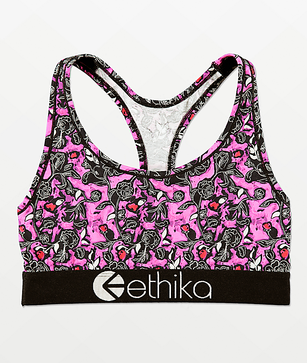 black and pink sports bra